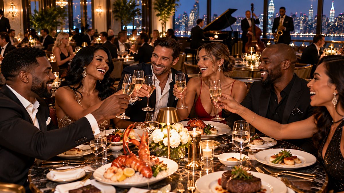 Members sharing a celebration dinner at a partner restaurant
